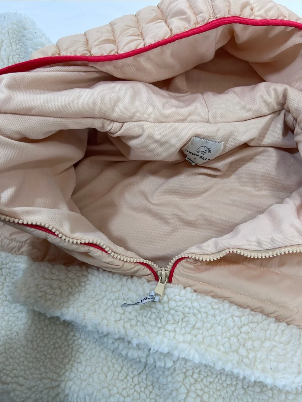 Ivory Ella Claire Mixed Media Sherpa Pullover Jacket. S - Picture 12 of 16